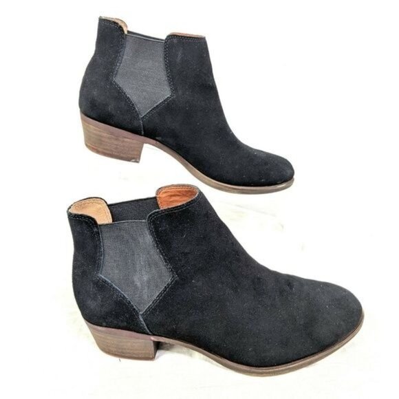 Lucky Brand Ankle Boots Womens 6 Black Suede Western Country Pull On Bellamy - Picture 5 of 8
